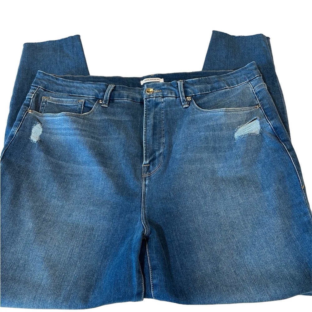 Good American good legs raw hem jeans size 20 medium wash